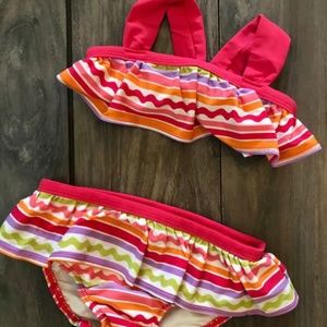 Vintage Gymboree Swim Shop Pink Stripe 2PC Swimsuit 12-18 Months